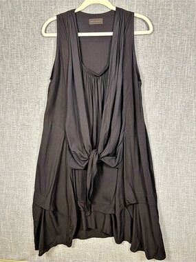 Jaclin Chouchana Black Sleeveless Drape Tie-Front Dress